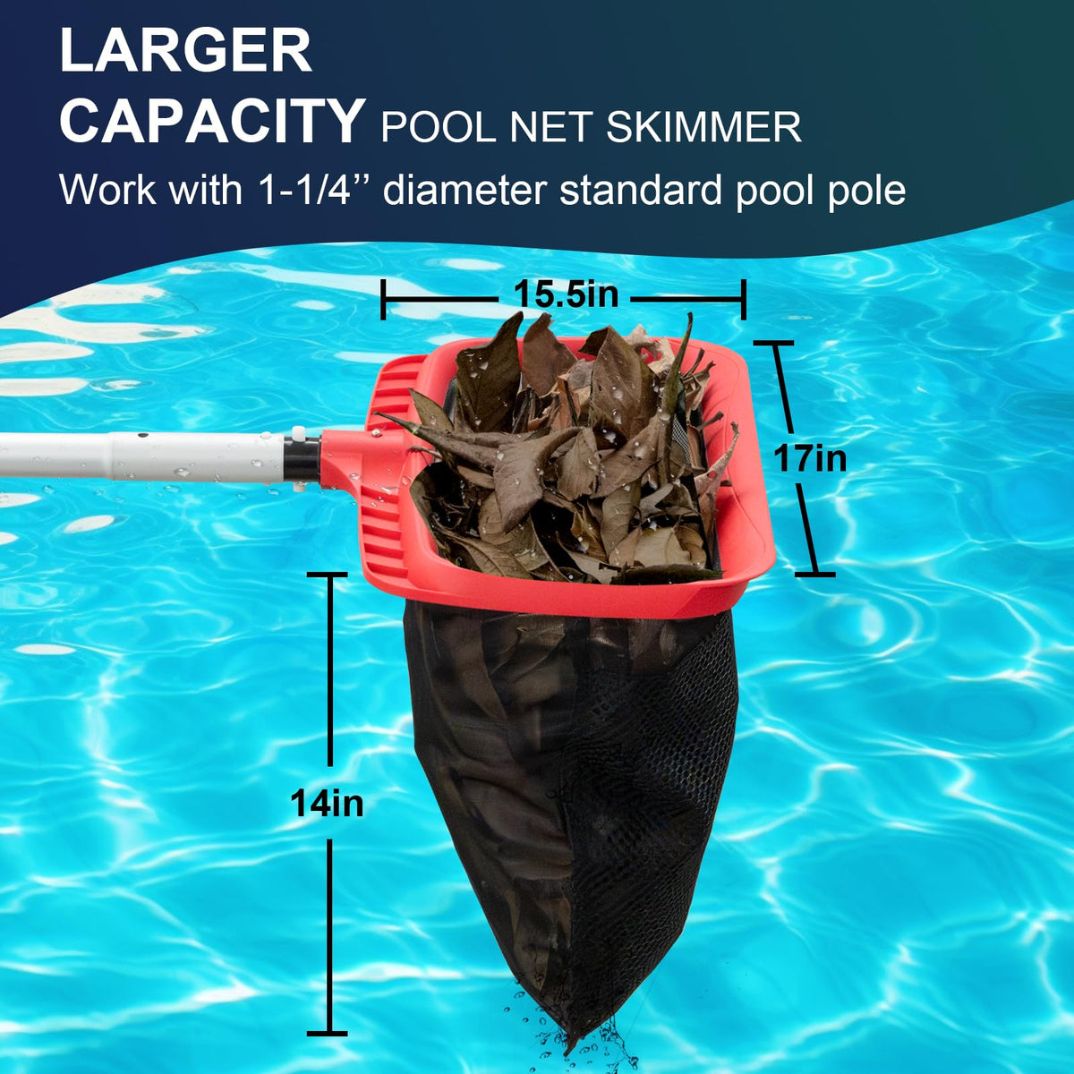 Urchindj pool skimmer large capacity holds more debris per pass