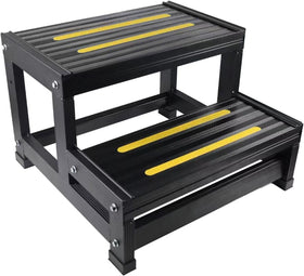 URFORESTIC aluminum hot tub step front view showing easy entry and stability