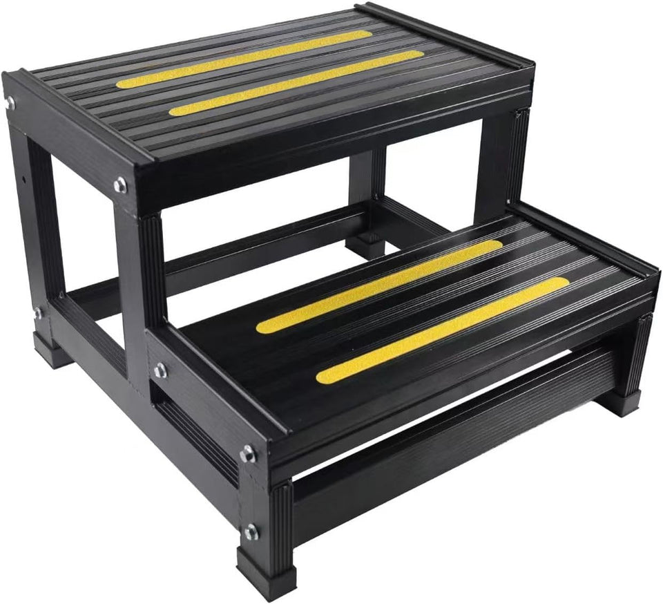 URFORESTIC aluminum hot tub step front view showing easy entry and stability