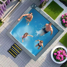 URFORESTIC aluminum hot tub step pedal detail with wide anti-slip treads