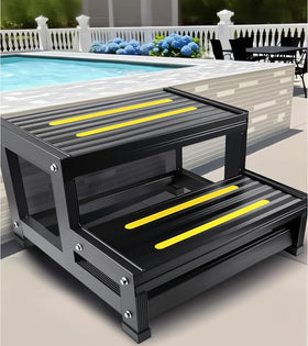 URFORESTIC aluminum hot tub step side view highlighting portability and stability