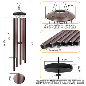 URNETERN bronze finish wind chime top cover highlights weather resistance and style.