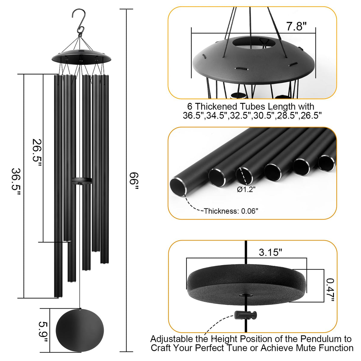 URNETERN wind chimes built with weather-resistant materials for durable outdoor use