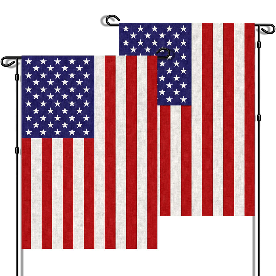URSKYTOUS American garden flag with burlap texture for outdoor porch display