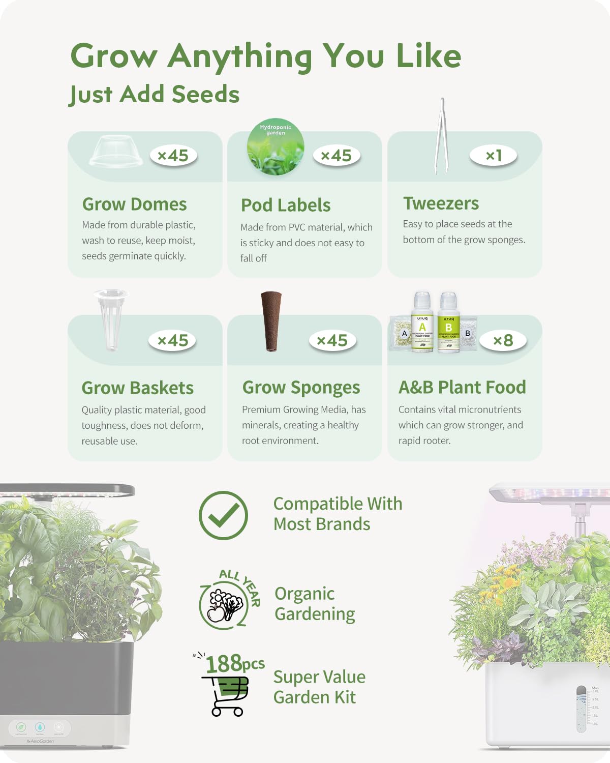 URUQ grow domes help maintain humidity for seedling growth.