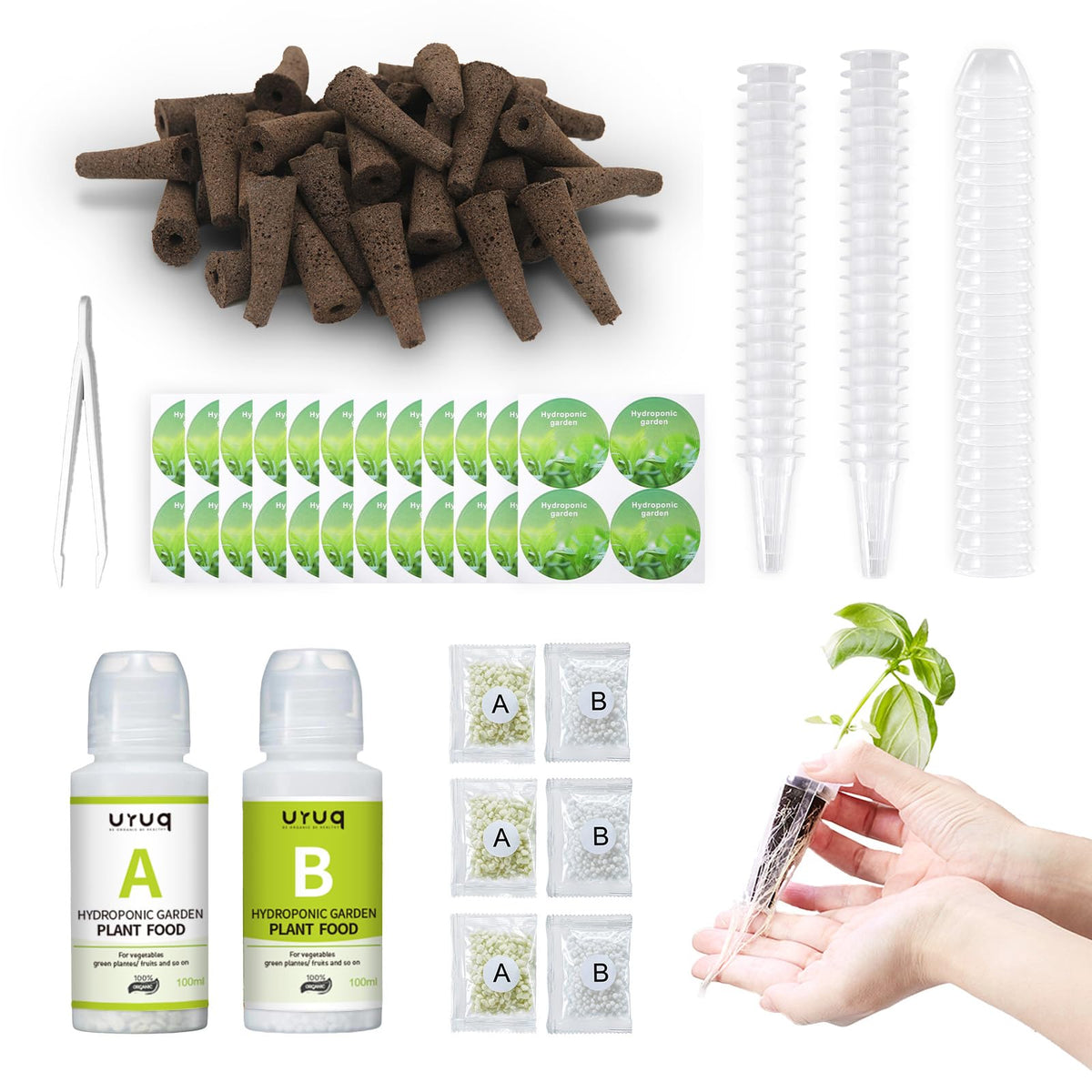 URUQ hydroponic grow sponges support healthy root development and reuse.