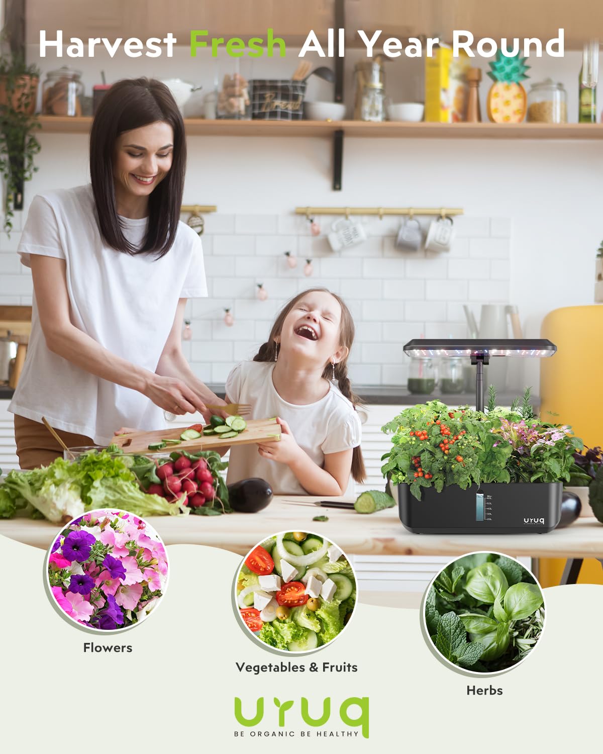URUQ three growth modes adapt lighting for veg/herb/flower needs.