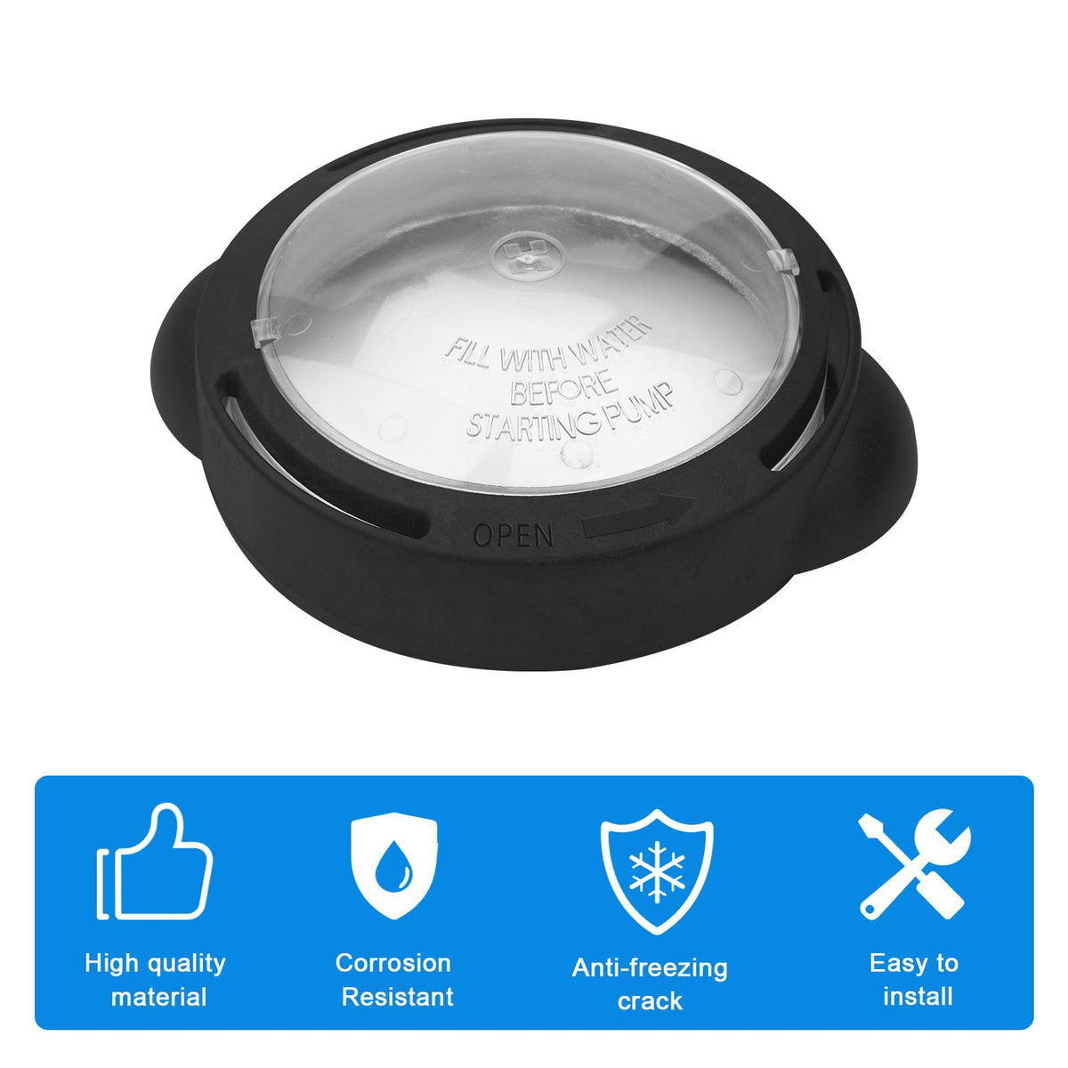 URYKEC strainer cover design helps prevent debris entry and water leakage