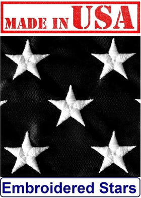US Flag Factory 3x5 flag with sewn stripes for lasting presentation.