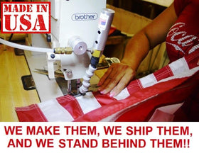US Flag Factory embroidered stars detail highlighting precise flag design.