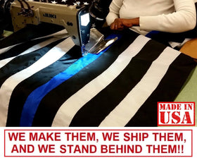 US Flag Factory four-row lock-stitching on the hem for durability.