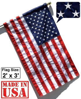 US Flag Factory leather tab inside sleeve reduces pole wear.