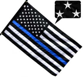 US Flag Factory thin blue line flag with embroidered stars for durable outdoor display.