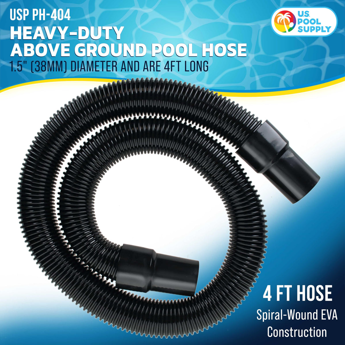 US Pool Supply 1.5-inch hose cuff close-up shows secure leak-proof connection