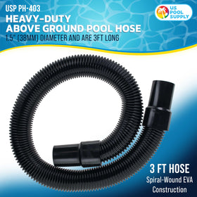 US Pool Supply 1.5in hose with thick cuffs for leak-proof fittings.