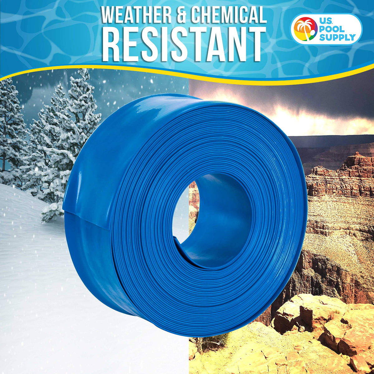 US Pool Supply 50ft long hose for flexible drainage from pools.