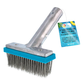 U.S. Pool Supply 5-inch stainless brush head ready for tile cleaning.