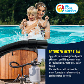 US Pool Supply 8 ft hose enhances water flow for efficient filtration.