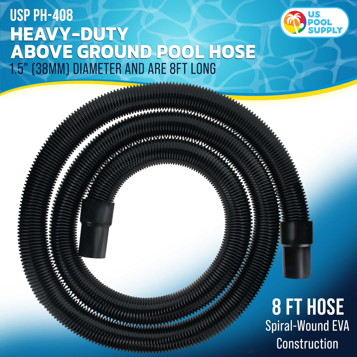 US Pool Supply spiral-wound EVA hose offers flexible, leak-proof performance for pool filtration.