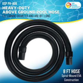 US Pool Supply spiral-wound EVA hose offers flexible, leak-proof performance for pool filtration.