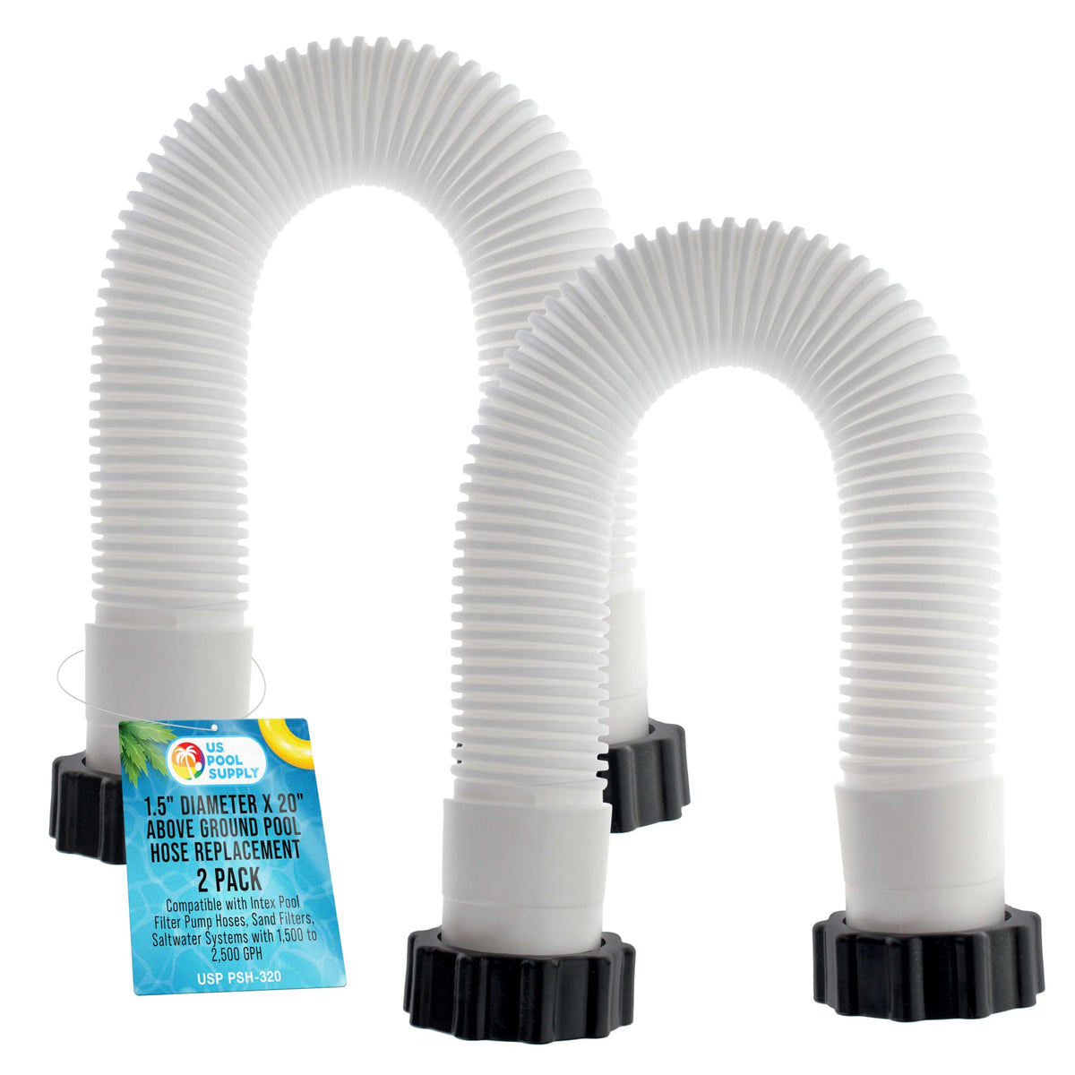 US Pool Supply 1.5-inch hose, 20 inches, ideal for secure pool filtration