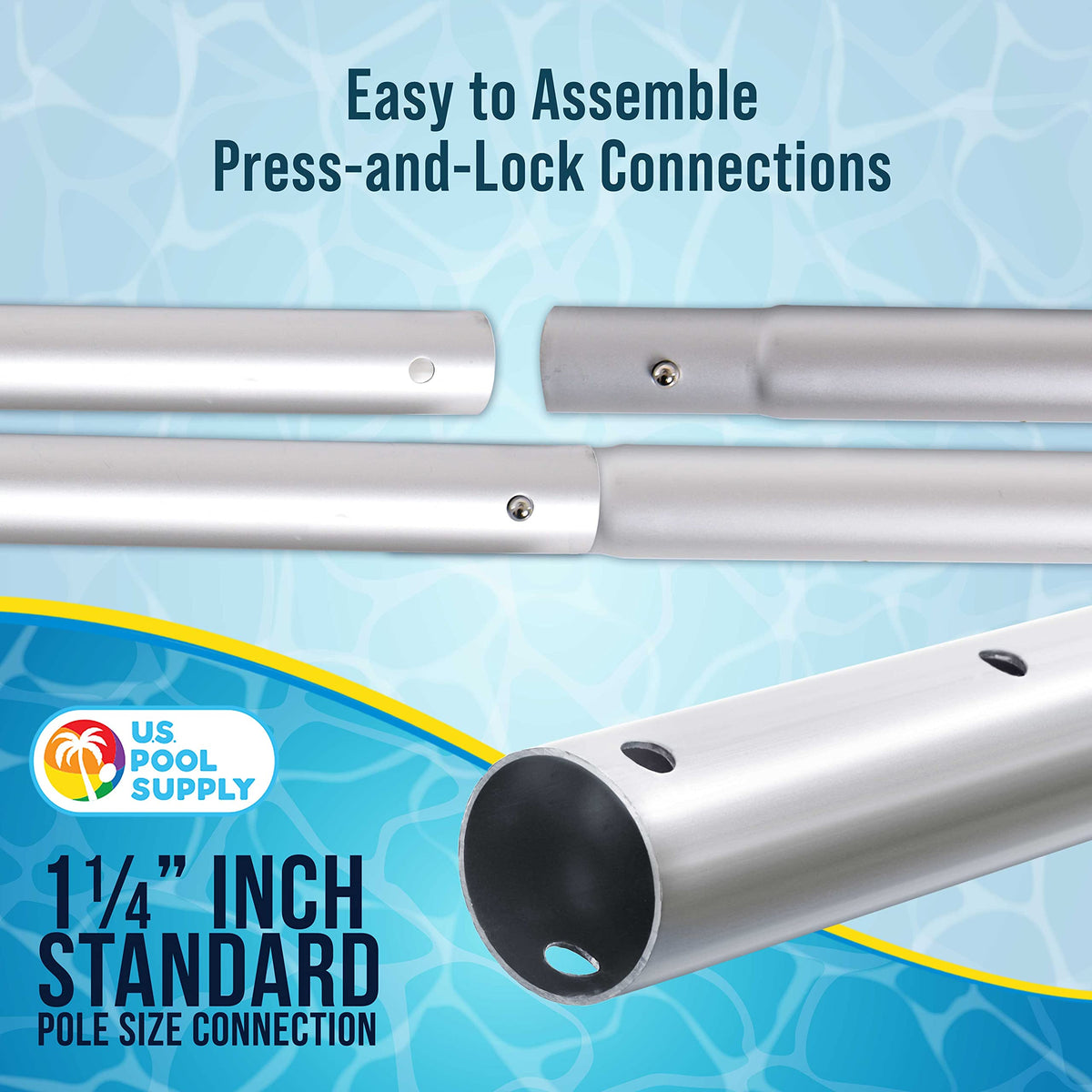US Pool Supply accessories attach securely for efficient cleaning