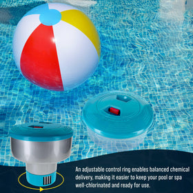 US Pool Supply adjustable control ring delivers balanced chlorine levels.