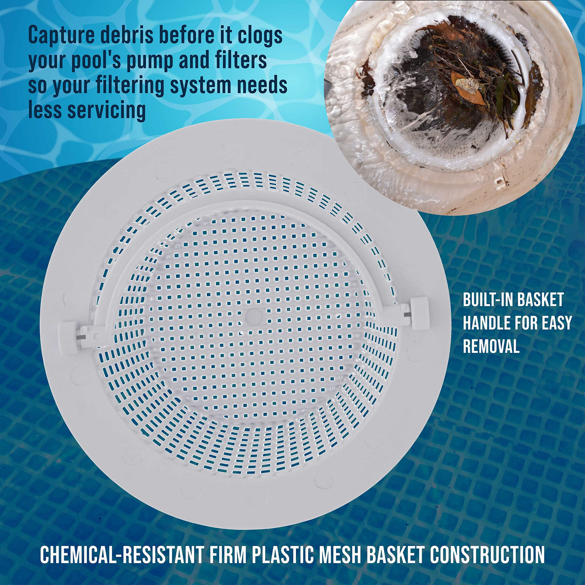 US Pool Supply measurements guide to ensure perfect fit for your thru-wall skimmer.