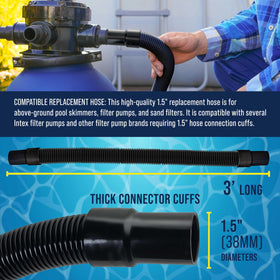 US Pool Supply black above-ground hose designed for outdoor durability.