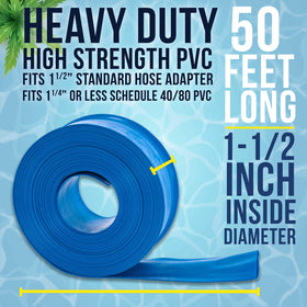 US Pool Supply blue hose with thick wall for durable drainage.