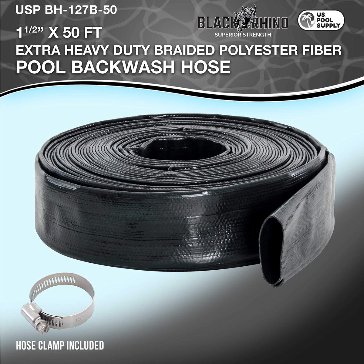 U.S. Pool Supply burst-resistant hose for high-pressure pool draining and backwash.