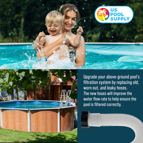 U.S. Pool Supply white hoses suitable for chlorine and sun exposure