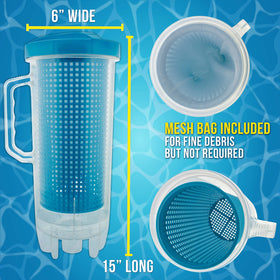 US Pool Supply clear canister body for quick visual check when to empty.