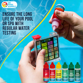 US Pool Supply color chart and guide to balance pool chemistry.