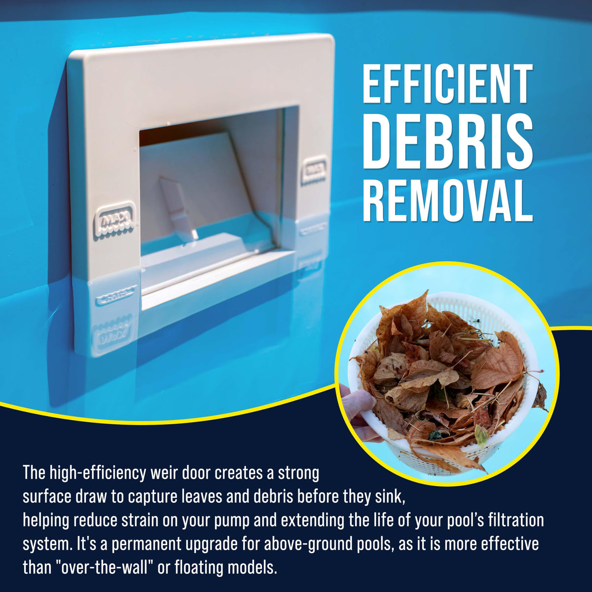U.S. Pool Supply debris basket supports efficient debris collection, reducing pump strain.