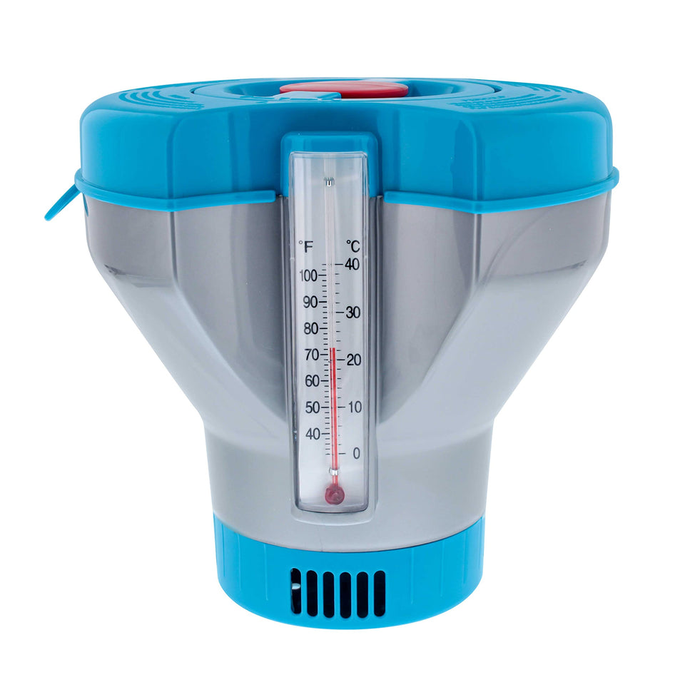 U S Pool Supply Deluxe floater with 8 inch diameter sits on the pool surface for even distribution