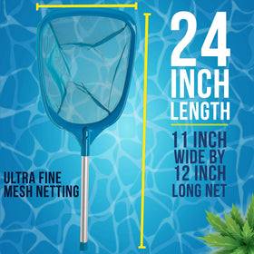 U.S. Pool Supply detachable 12-inch aluminum pole extends to 24 inches for easy reach.