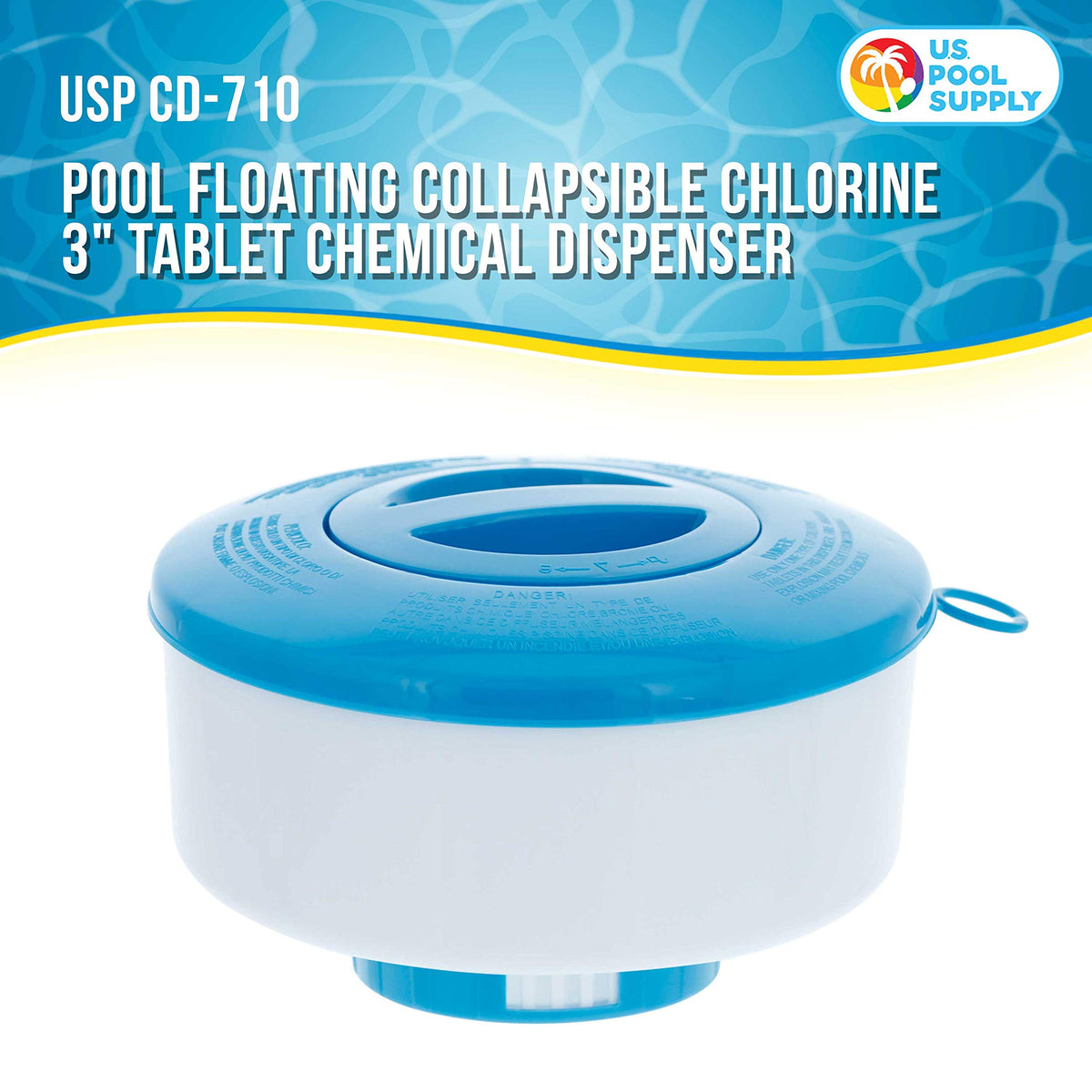 US Pool Supply 7-inch diameter floater designed for even water-sanitizer delivery.