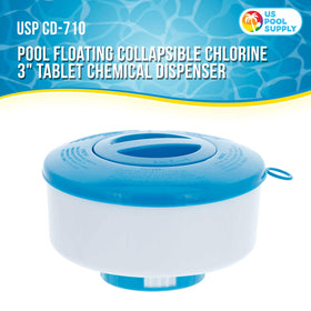 US Pool Supply 7-inch diameter floater designed for even water-sanitizer delivery.