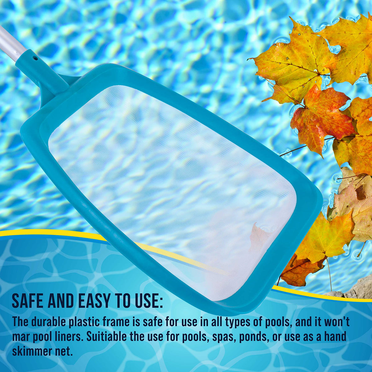 U S Pool Supply durable nylon mesh resists wear while skimming debris