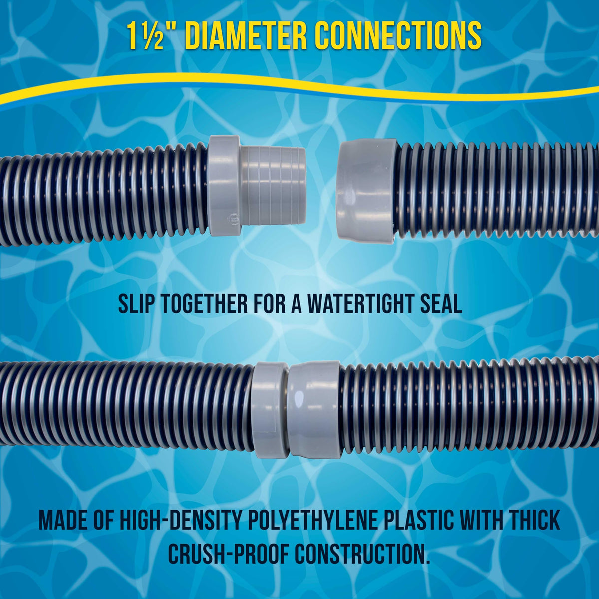 US Pool Supply connectors illustrate easy install with slip-together sections for secure assemblies.