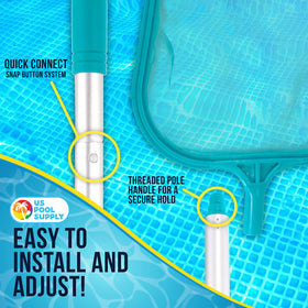 U.S. Pool Supply fine mesh skimmer captures tiny debris efficiently.