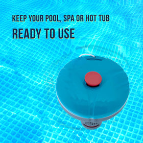 US Pool Supply floating spa dispenser in use inside a hot tub for convenient dosing