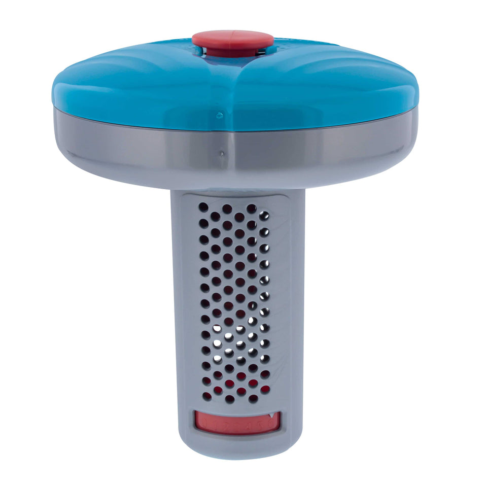 US Pool Supply floating spa dispenser top view showing the main body and tablet area for steady delivery