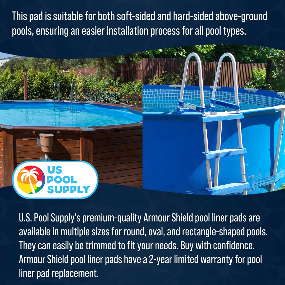 US Pool Supply Ground Shield durable 220-gram geotextile material for longevity.