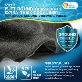 US Pool Supply Ground Shield weed barrier blocks weeds under the liner.