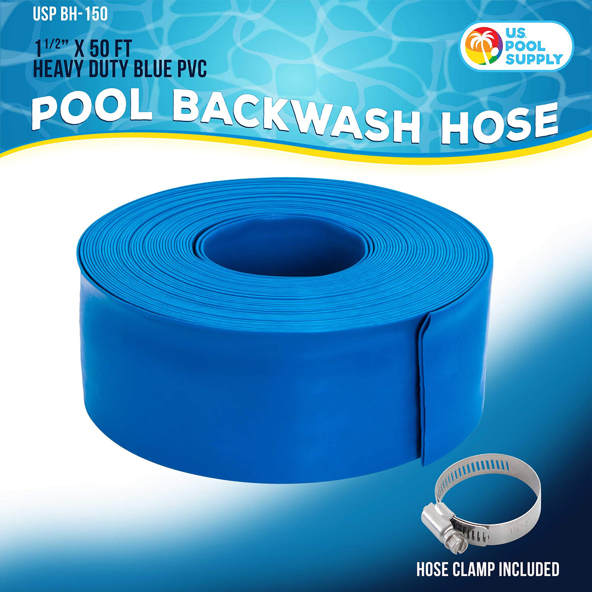 US Pool Supply heavy-duty hose clamp secures connections during drainage.
