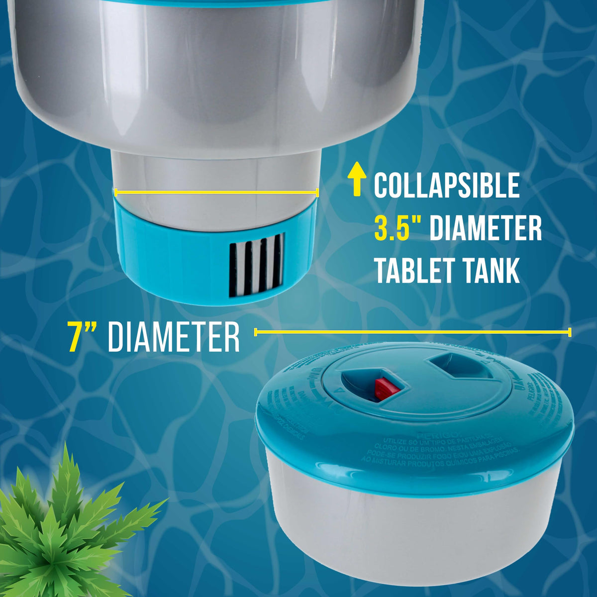US Pool Supply holds up to 3 lbs of tablets for extended, less frequent refills.