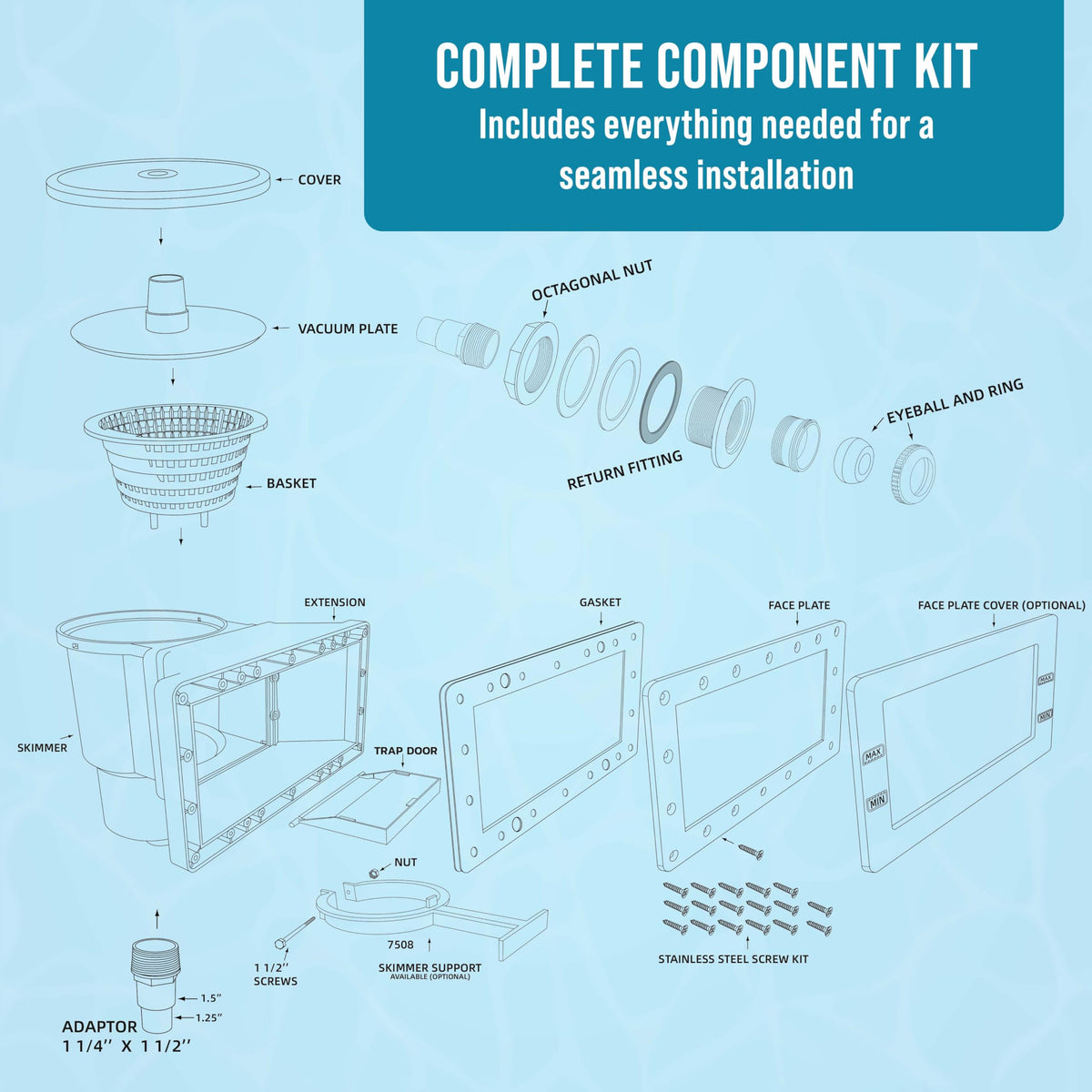 US Pool Supply hose adaptor ensures compatibility with common hoses for easy setup.