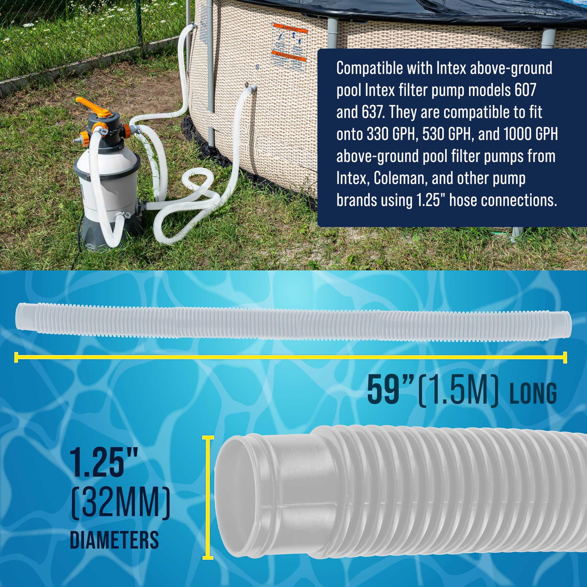 U.S. Pool Supply hose compatible with Intex 607 and 637 pumps